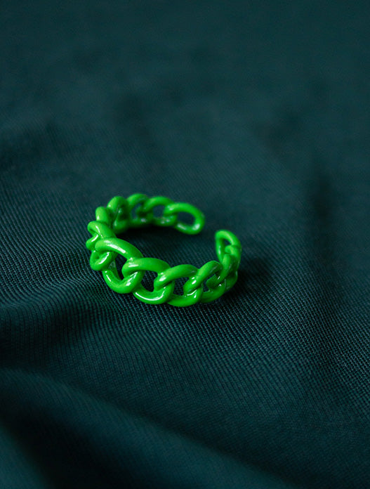 Anillo cadena verde neon