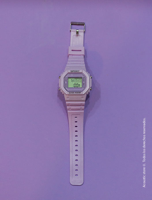 Reloj digital violeta