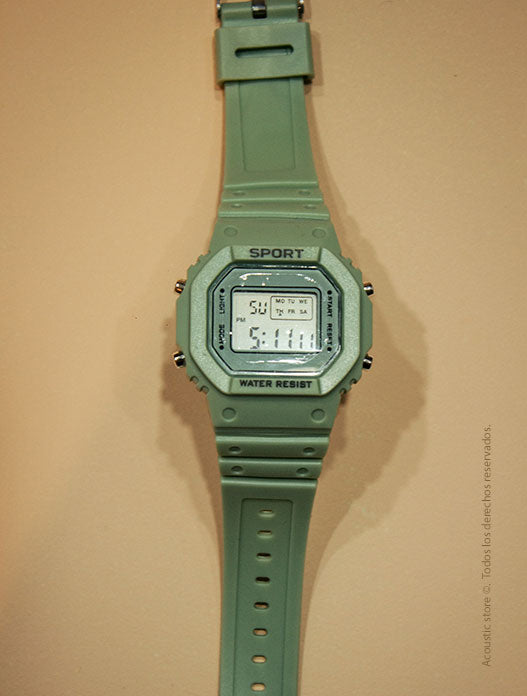 Reloj digital verde